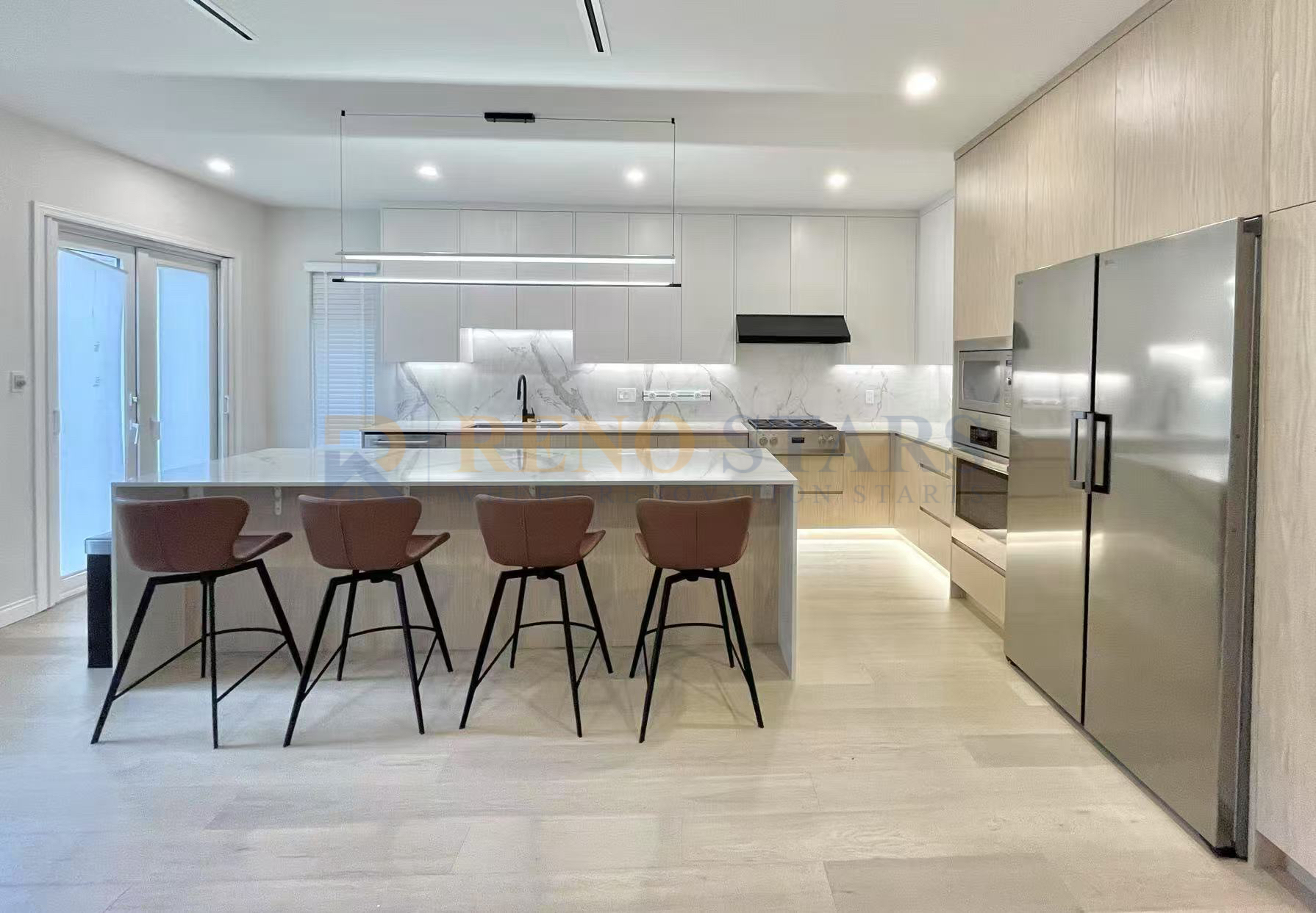 Custom Kitchen Renovation with Wood Veins Cabinets