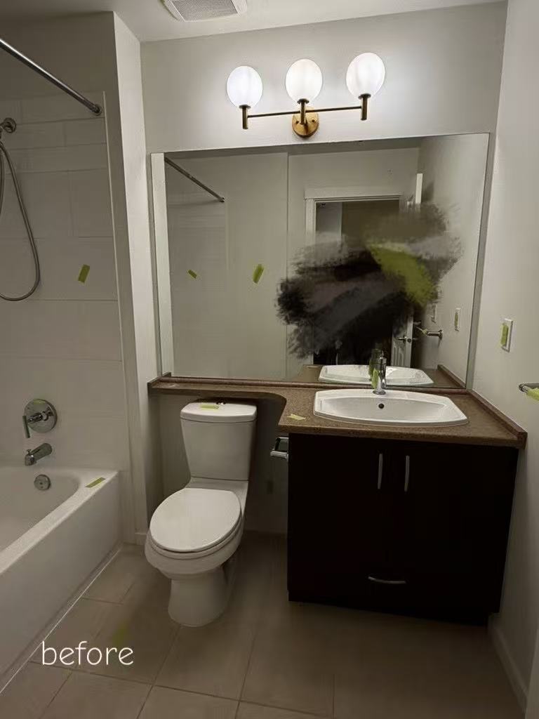 Two Bathroom Renovation with Brushed Gold Fixtures - Before Renovation 1