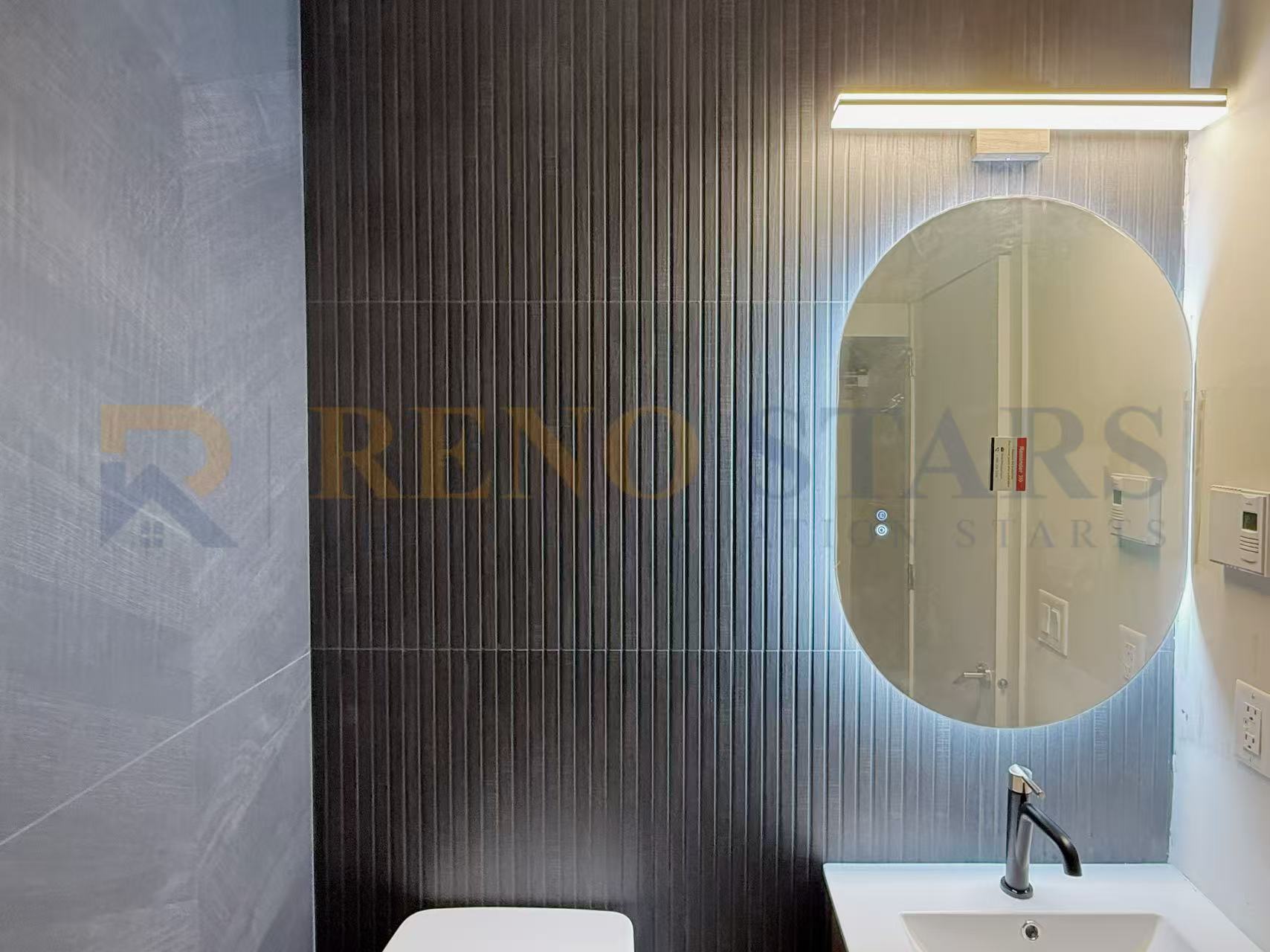 Dual Bathroom Renovation with Unique Powder Room in Richmond