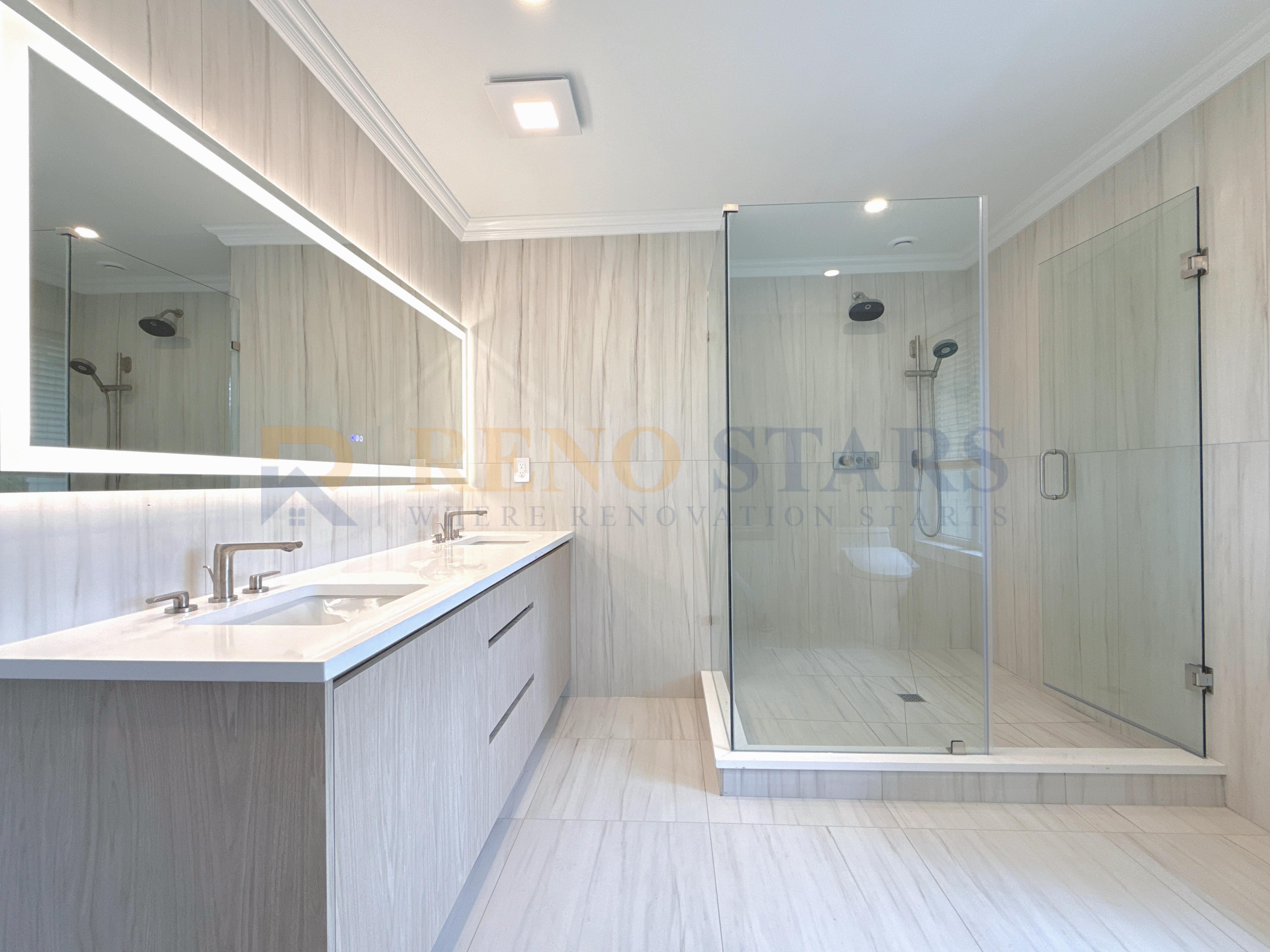 Make One Into Two Bathroom Renovation with Custom Cabinets